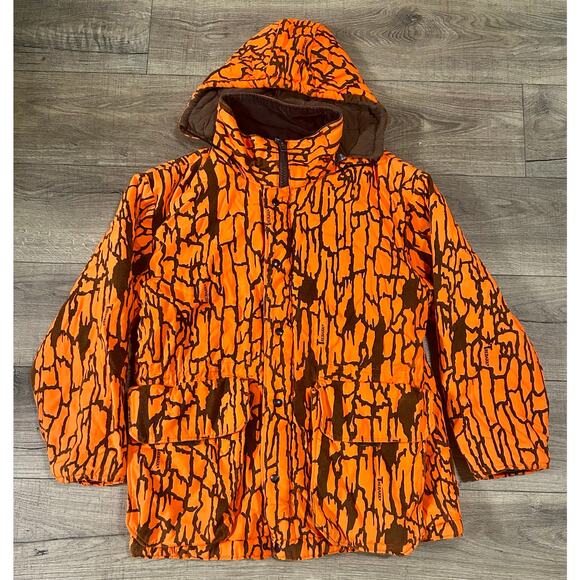 Vintage Pella Big Dutch Blaze Orange Trebark Camo Hunting Jacket Adult Large - Picture 1 of 6